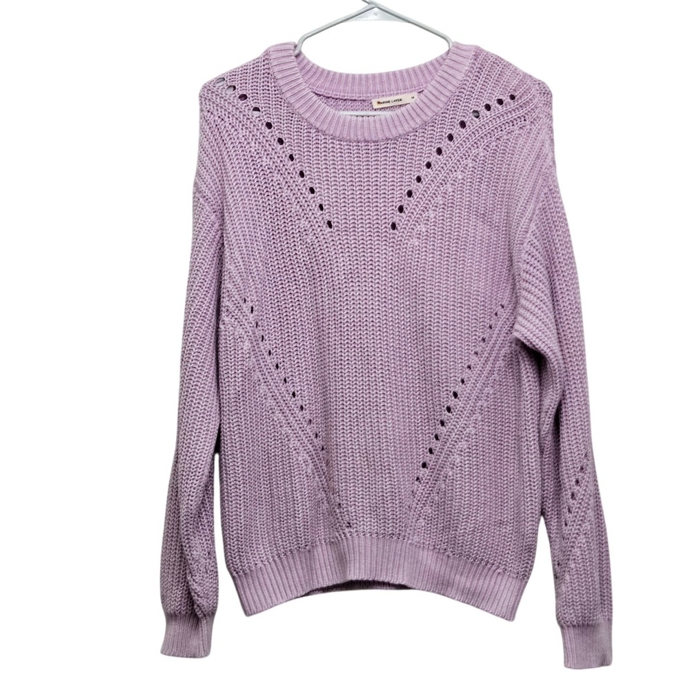 Marine Layer Sweater Womens Medium Purple Pointelle Cotton Shaker Knit Pullover